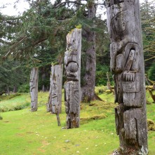Haida Totem Poles at the Unesco Heritage site in Sgang Gwaay