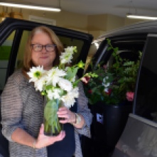 Auntie getting ready to deliver her flowers