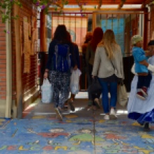Naomi, Hannah and a couple of other volunteers heading in to work at the Children's Center (Mallasa Bolivia)