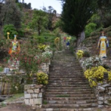 Garden walkway up into Yumani, Isla Del Sol, Bolivia
