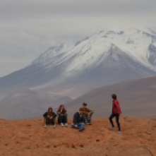 Looming active volcano, Salt Flats tour Bolivia