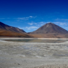 Dormant volcanoe behind the Green Lagoon, Salt Flats tour Bolivia